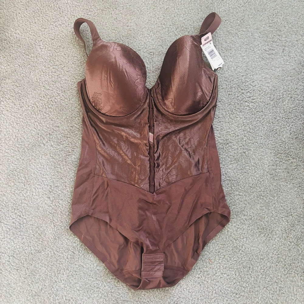 NWT Vintage Curvation Plus Size Shapewear Bodysuit w Built In Bra | 42D